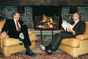 President Reagan with Russian Leader Gorbachev