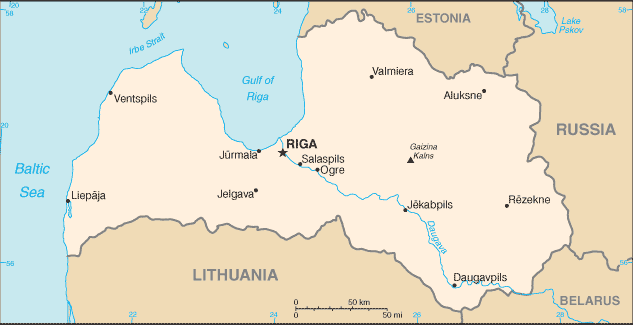Country of Latvia Map
