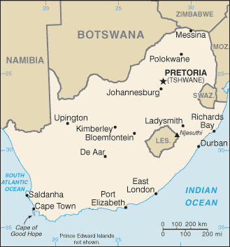 Country of South Africa Map