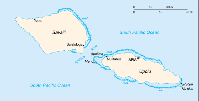 Country of Samoa Map