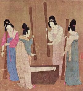 Women making silk cloth