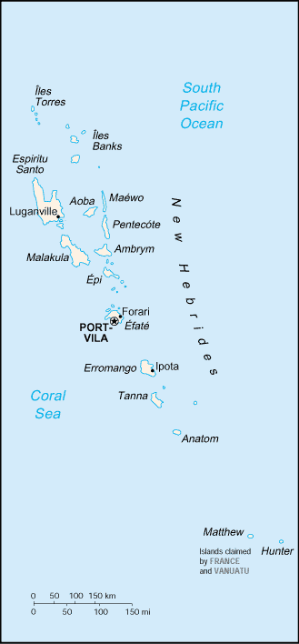 Country of Vanuatu Map