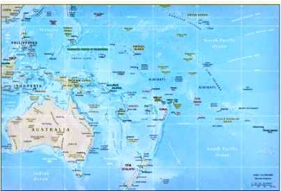 Map of Oceania and Australia