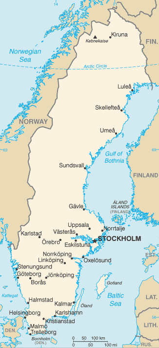 Country of Sweden Map