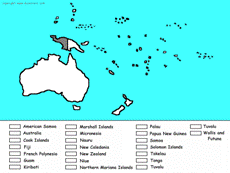 Oceania Coloring Map of countries