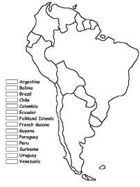 South America Coloring Map of countries