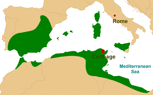 Map of North Africa that Carthage ruled
