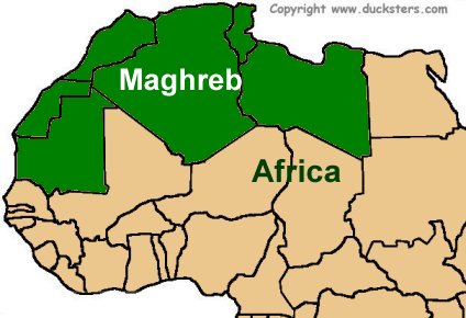 Map of Maghreb in Northwest Africa