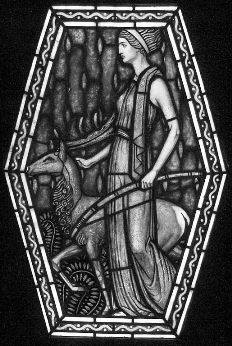 Greek goddess Artemis with bow and deer