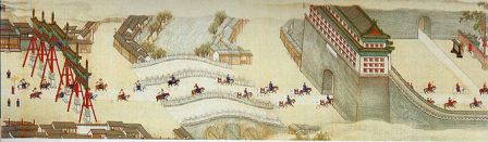An ancient painting of the walls of the Forbidden City