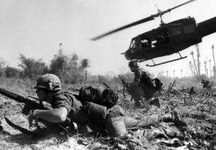 Vietnam War Soldiers and Helicopter