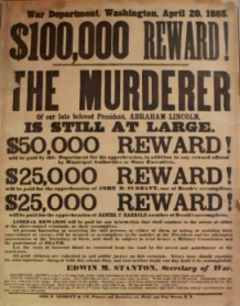 Wanted poster for Lincoln's killer