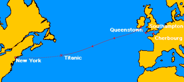 titanic journey from where to where