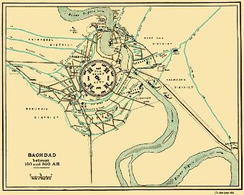 Map showing the original Round City of Baghdad