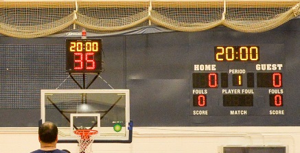 Picture of shot clock and game clock