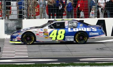 Jimmie Johnson crossing the finish line