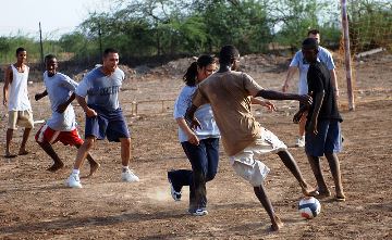 A pick-up soccer game